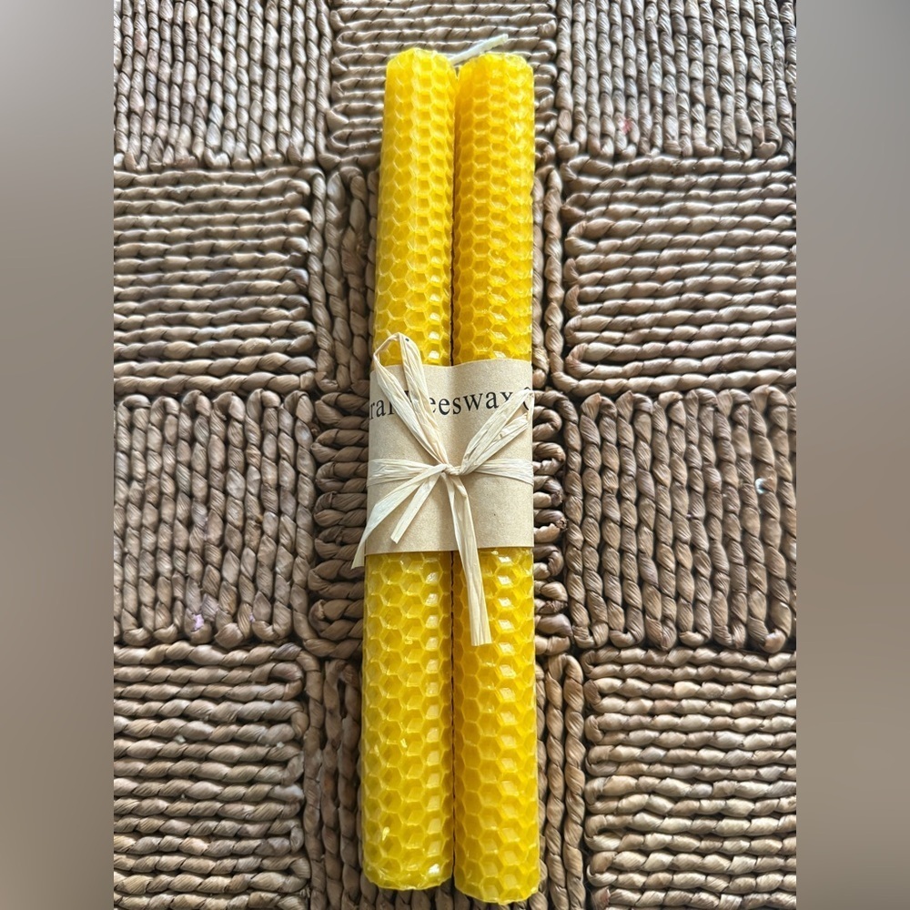 8 Lacaser Candles PURE BEESWAX ( BEES WAX ) 9'' TAPER HANDMADE Natural